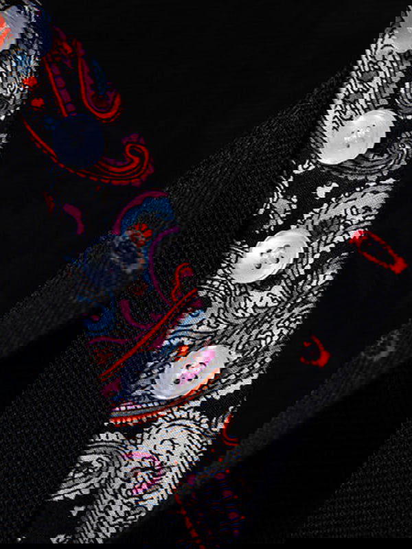 Men's Paisley Color Block Casual Business Lapel Short Sleeve POLO - Wearline