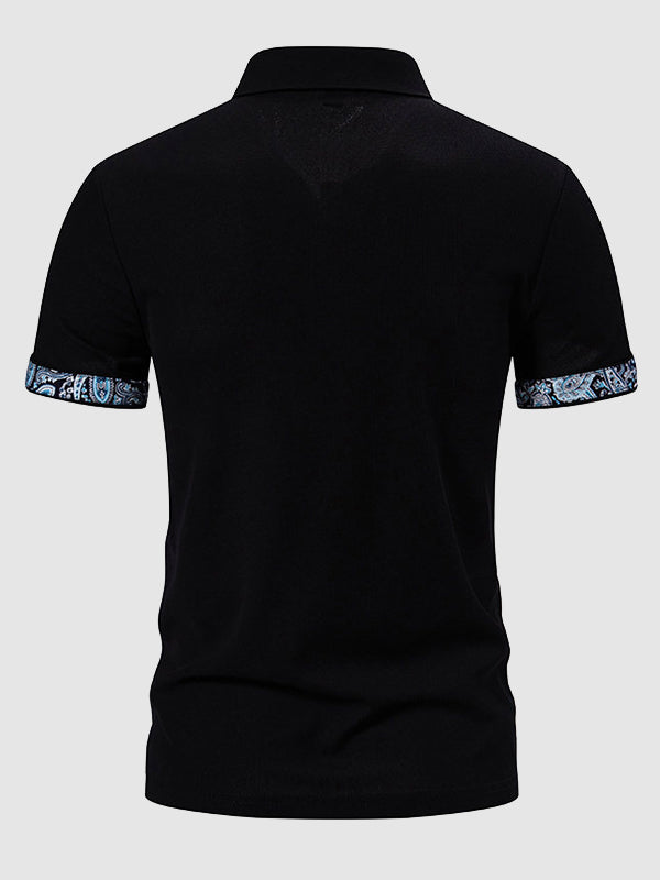 Men's Paisley Color Block Lapel Short Sleeve POLO - Wearline