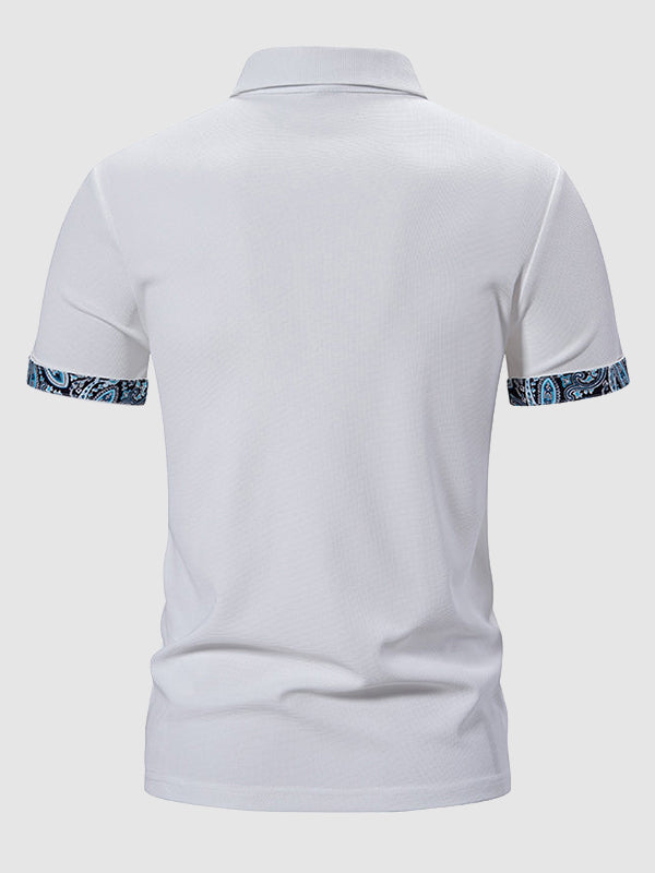 Men's Paisley Color Block Lapel Short Sleeve POLO - Wearline