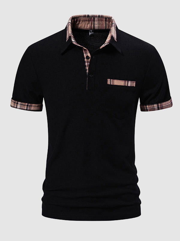Men's Plaid Contrast Color Business Casual POLO - Wearline