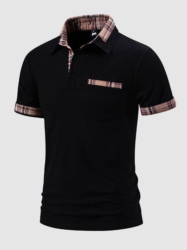 Men's Plaid Contrast Color Business Casual POLO - Wearline