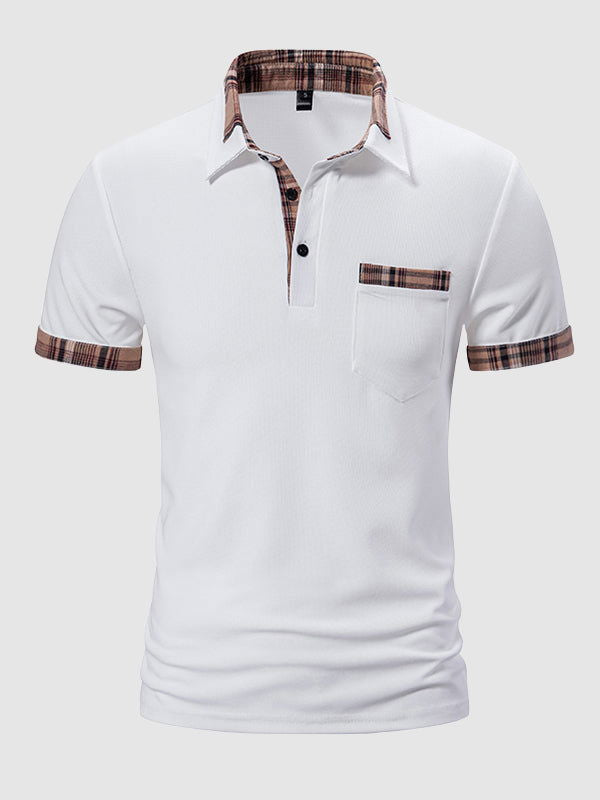 Men's Plaid Contrast Color Business Casual POLO - Wearline