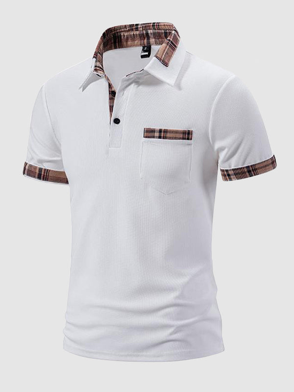 Men's Plaid Contrast Color Business Casual POLO - Wearline