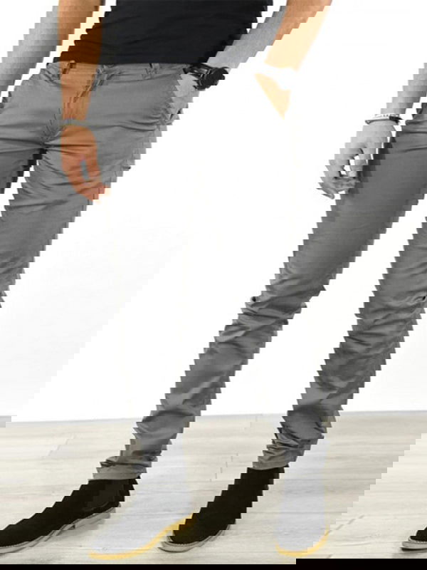 Men's Solid Color Basic Slim Fit Business Casual Pants - Wearline