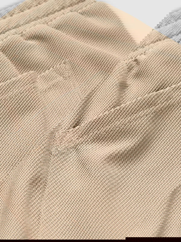 Men's Solid Color Waffle Drawstring Elastic Waist Casual Shorts - Wearline