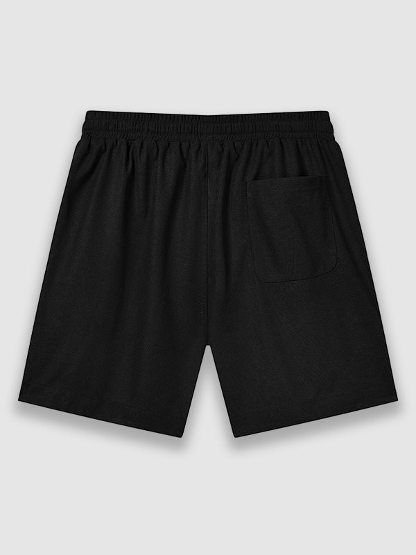 Men's Solid Color Waffle Drawstring Elastic Waist Casual Shorts - Wearline