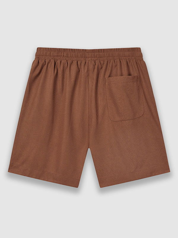 Men's Solid Color Waffle Drawstring Elastic Waist Casual Shorts - Wearline