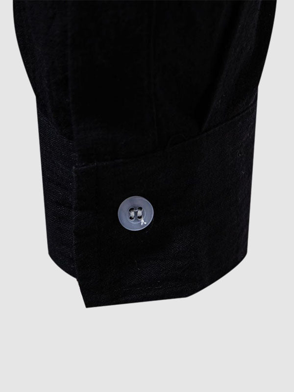 Men's cotton-linen stand collar casual long-sleeved shirt - Wearline