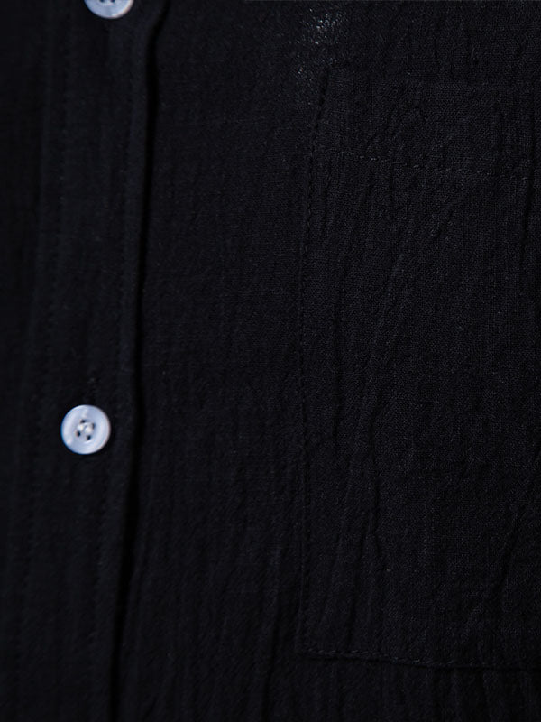 Men's cotton-linen stand collar casual long-sleeved shirt - Wearline