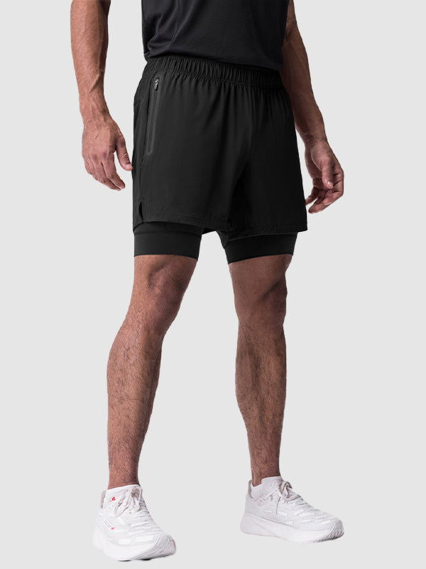 Men's fake two-piece multi-pocket quick-drying sports shorts - Wearline