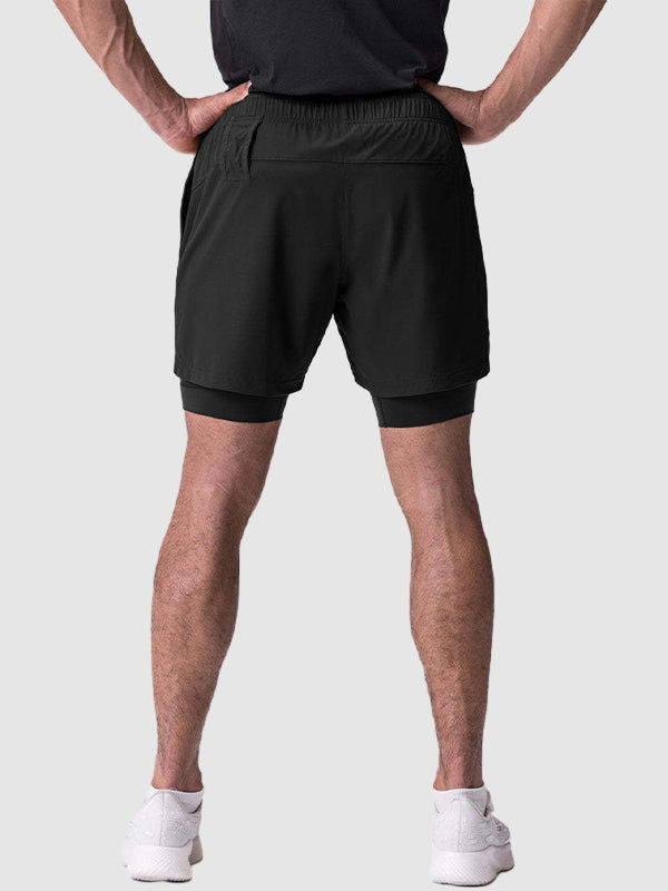 Men's fake two-piece multi-pocket quick-drying sports shorts - Wearline