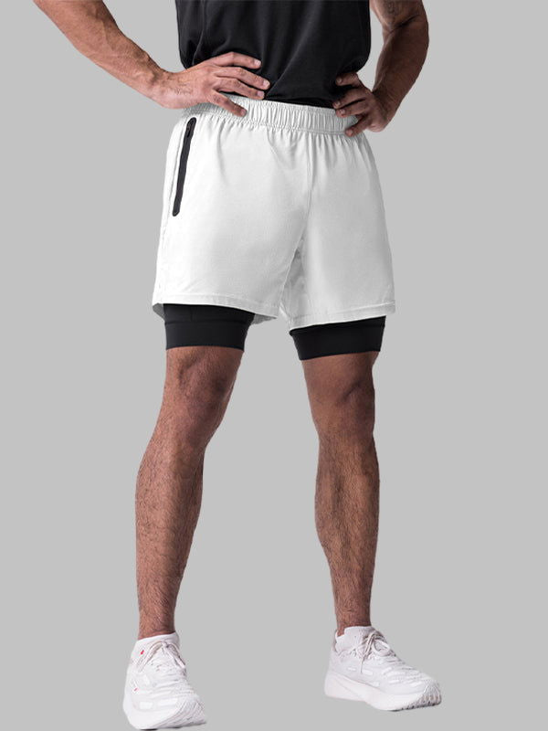 Men's fake two-piece multi-pocket quick-drying sports shorts - Wearline