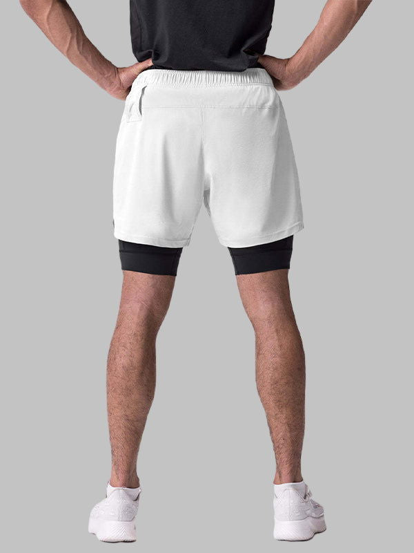 Men's fake two-piece multi-pocket quick-drying sports shorts - Wearline