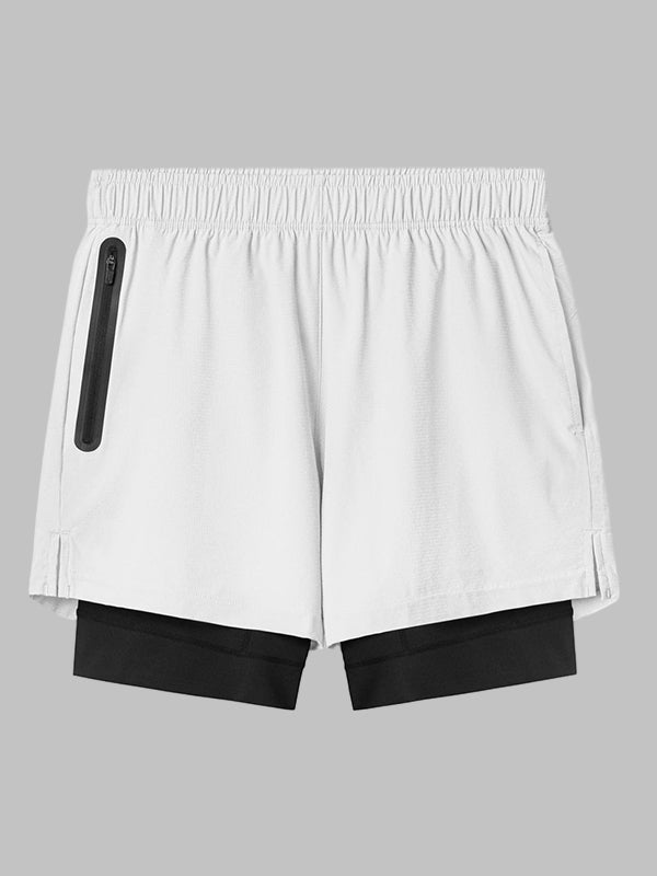 Men's fake two-piece multi-pocket quick-drying sports shorts - Wearline