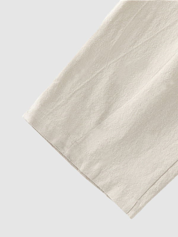 Men's solid color cotton-linen drawstring casual pants - Wearline