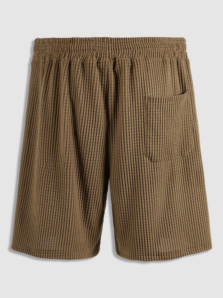 Men's solid color plaid texture casual shorts - Wearline