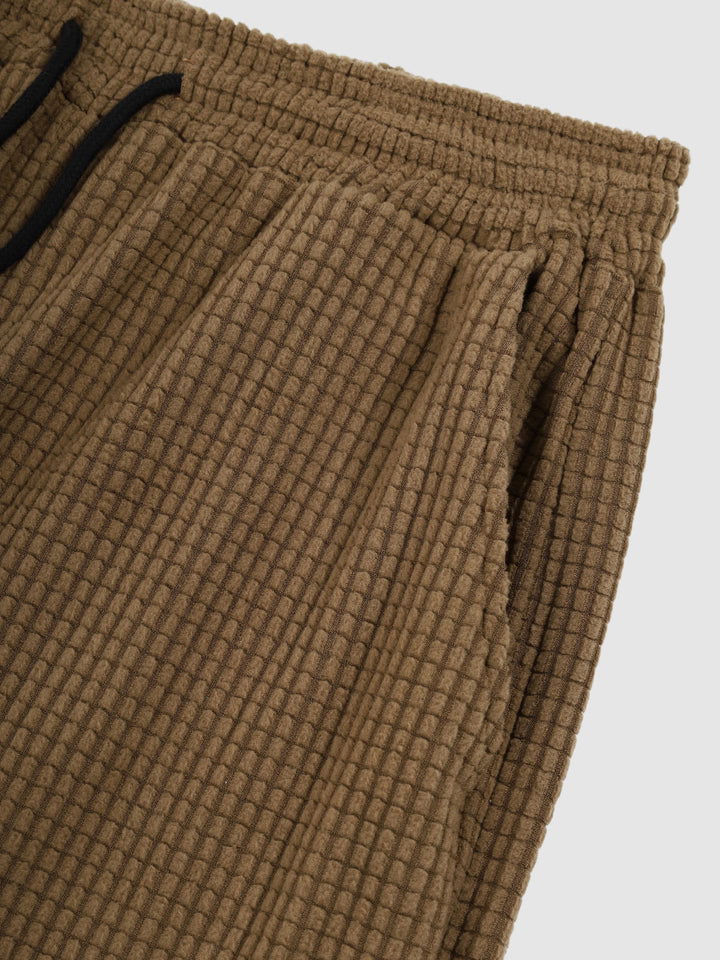 Men's solid color plaid texture casual shorts - Wearline