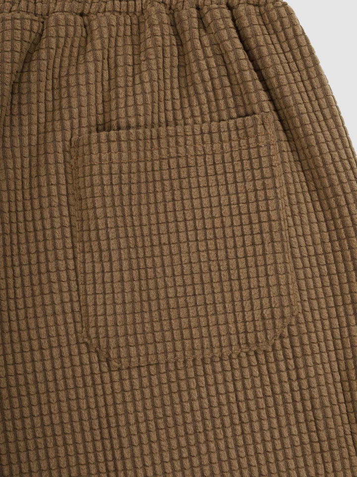 Men's solid color plaid texture casual shorts - Wearline
