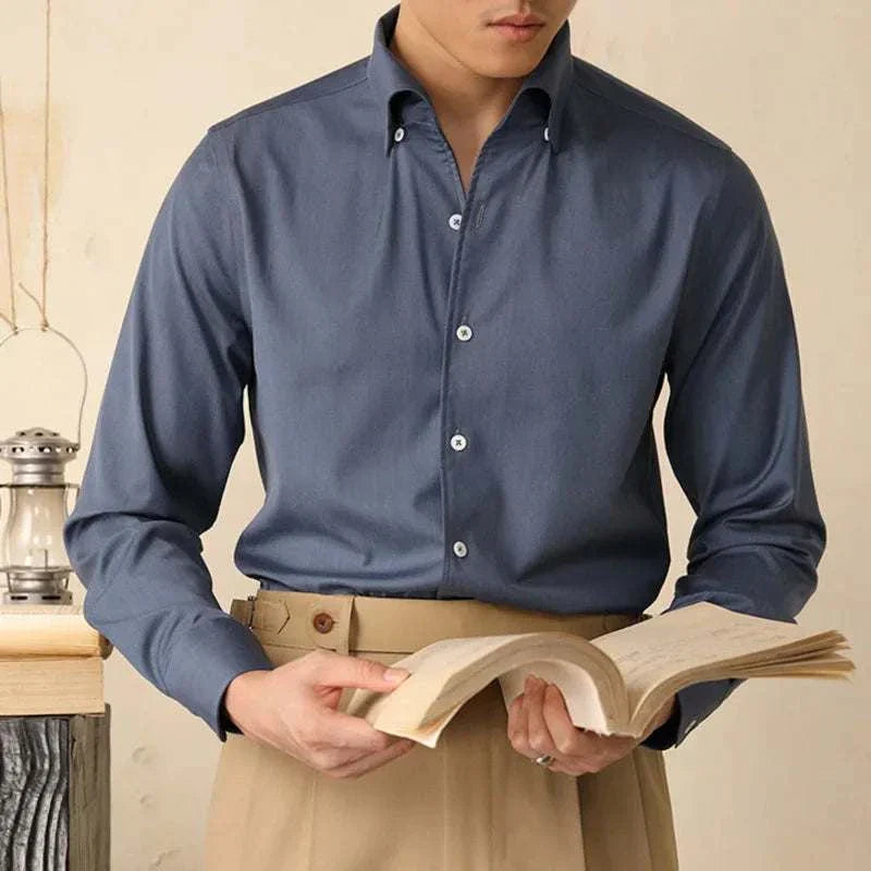 Washed tuxedo shirt stylish office wear