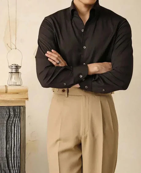 Washed tuxedo shirt stylish office wear