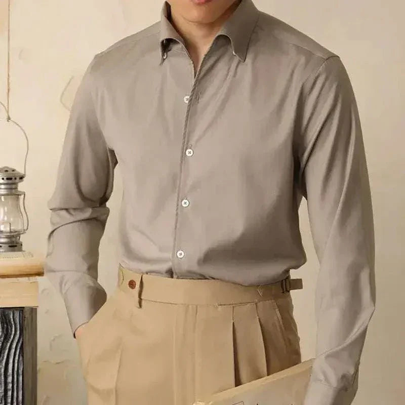 Washed tuxedo shirt stylish office wear