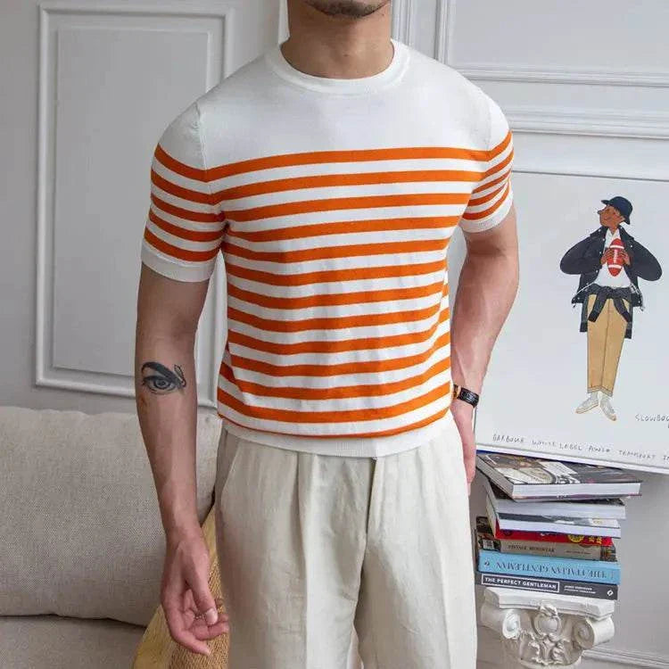 Spring knitted round neck t-shirt