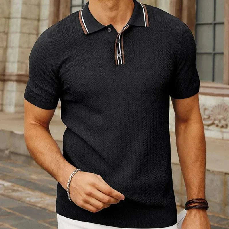 Summer knit regular polo t-shirt